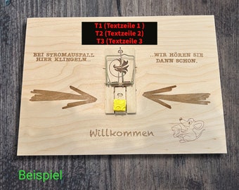 Funny wooden mousetrap bell with a real mousetrap