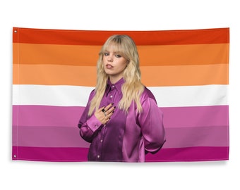 Bandiera di Renee Rapp, bandiera lesbica, merchandising di Renee Rapp, arte di Renee Rapp, poster di Renee Rapp