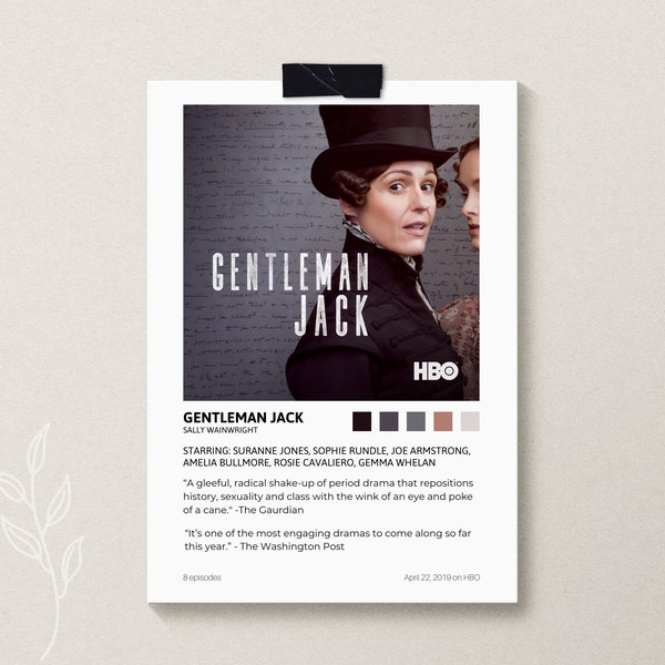 Gentleman Jack Wall Art Digital Download Lesbian Poster, Gentleman Jack TV Show Poster, Lesbian Show Poster