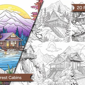 Cozy Forest Cabin Coloring Book: Nature Escape (PDF Pattern)