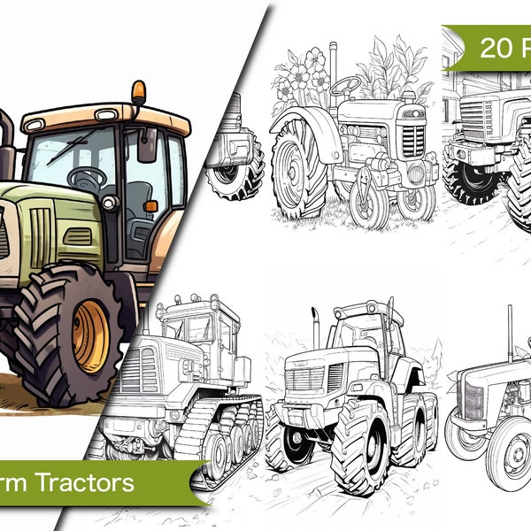 Assorted Farm Tractor Coloring Book Educational & Fun deal Gift for Kids and Tractor Enthusiasts - Instant Download