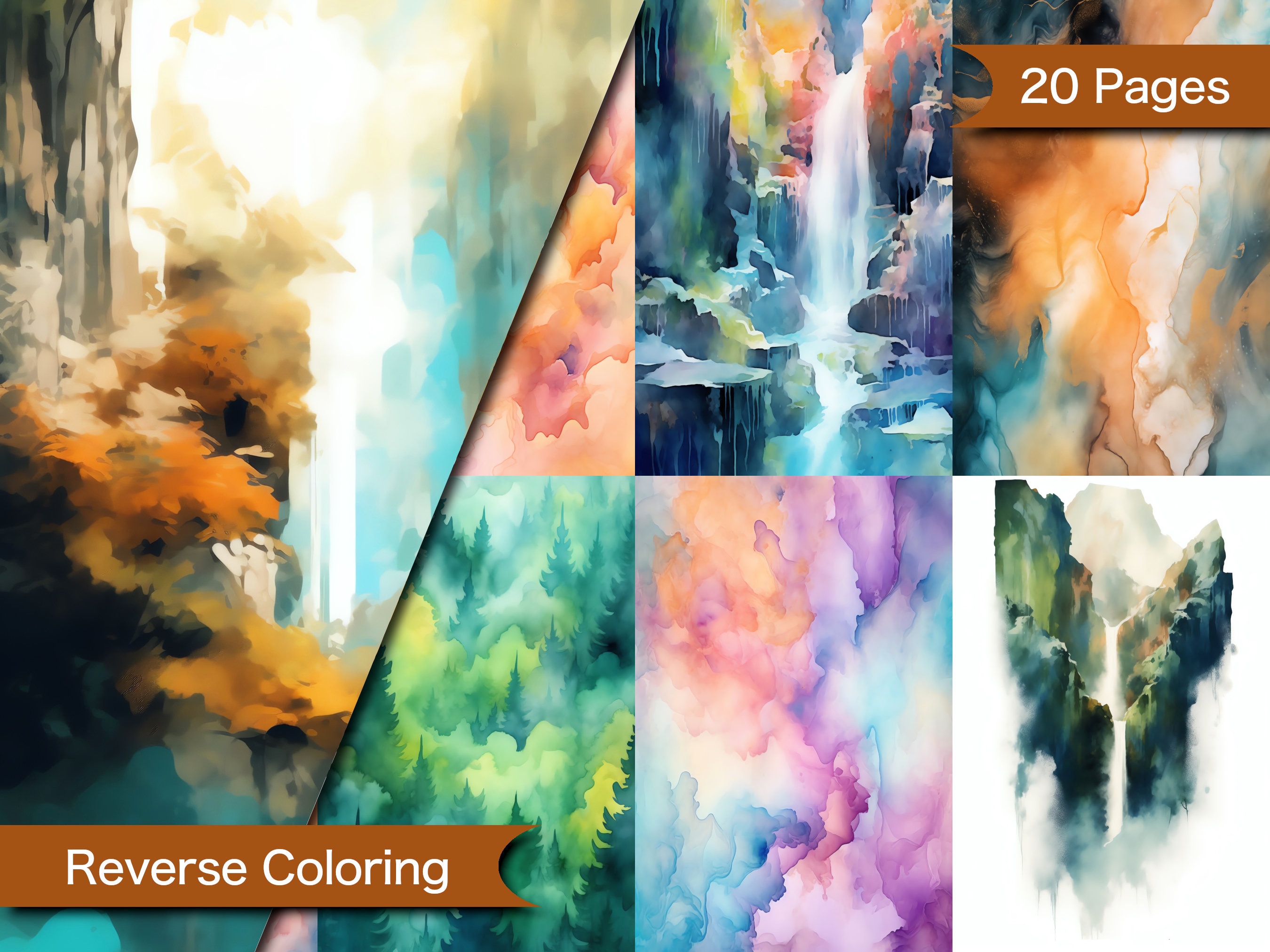 Reverse Coloring Collection: Relaxing Inverse Coloring Pages | Printable Digital Downloads - Image 1