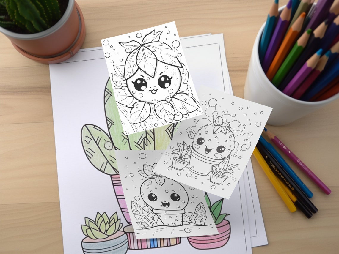 Kawaii Plant Coloring Cute Kawaii Pages Cute Kawaii Books Kawaii
