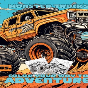 Colorazione ruote grandi / Monster Truck / Colorazione camion / Camion 4x4 / Scavatore di tombe / Colorazione Big Foot / Camion a colori / Camion stampabili