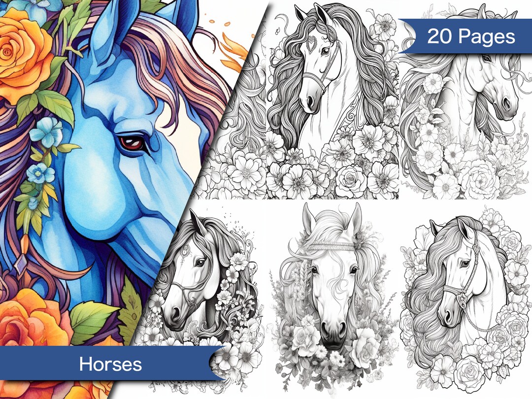 Horse Coloring Book Instant Download Printable Coloring Pages for Kids ...