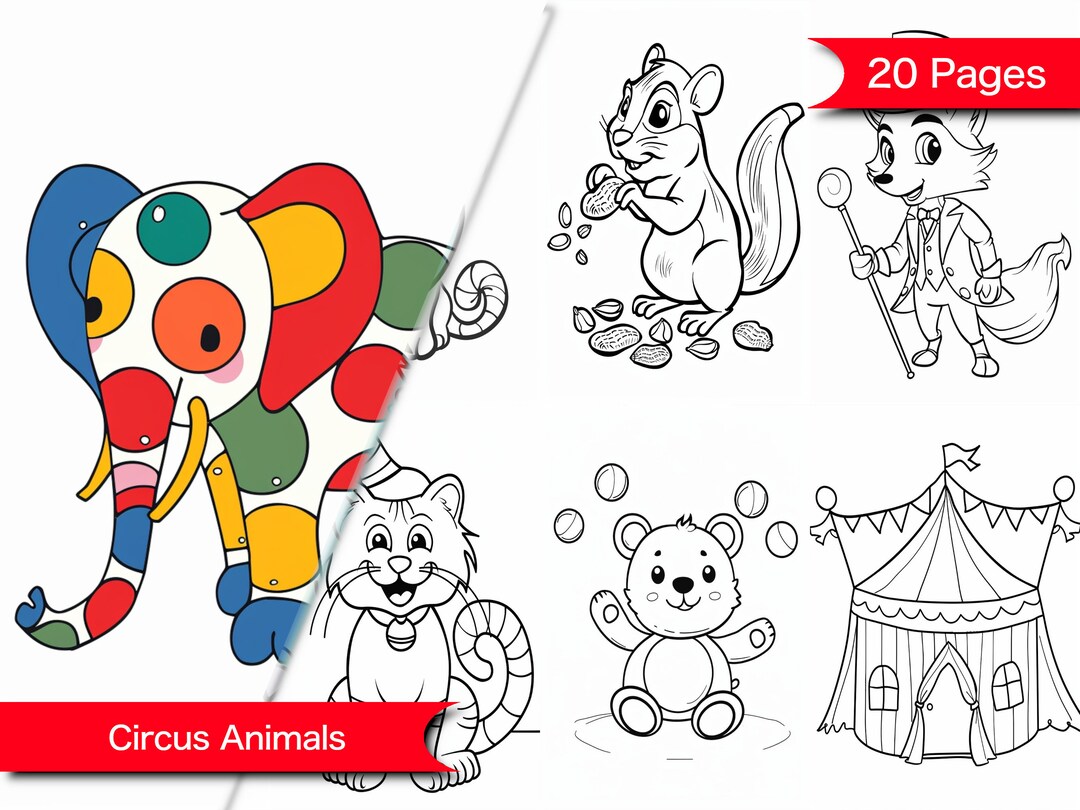 Adorable Circus Animal Coloring Pages for Kids and Adults - Cute ...