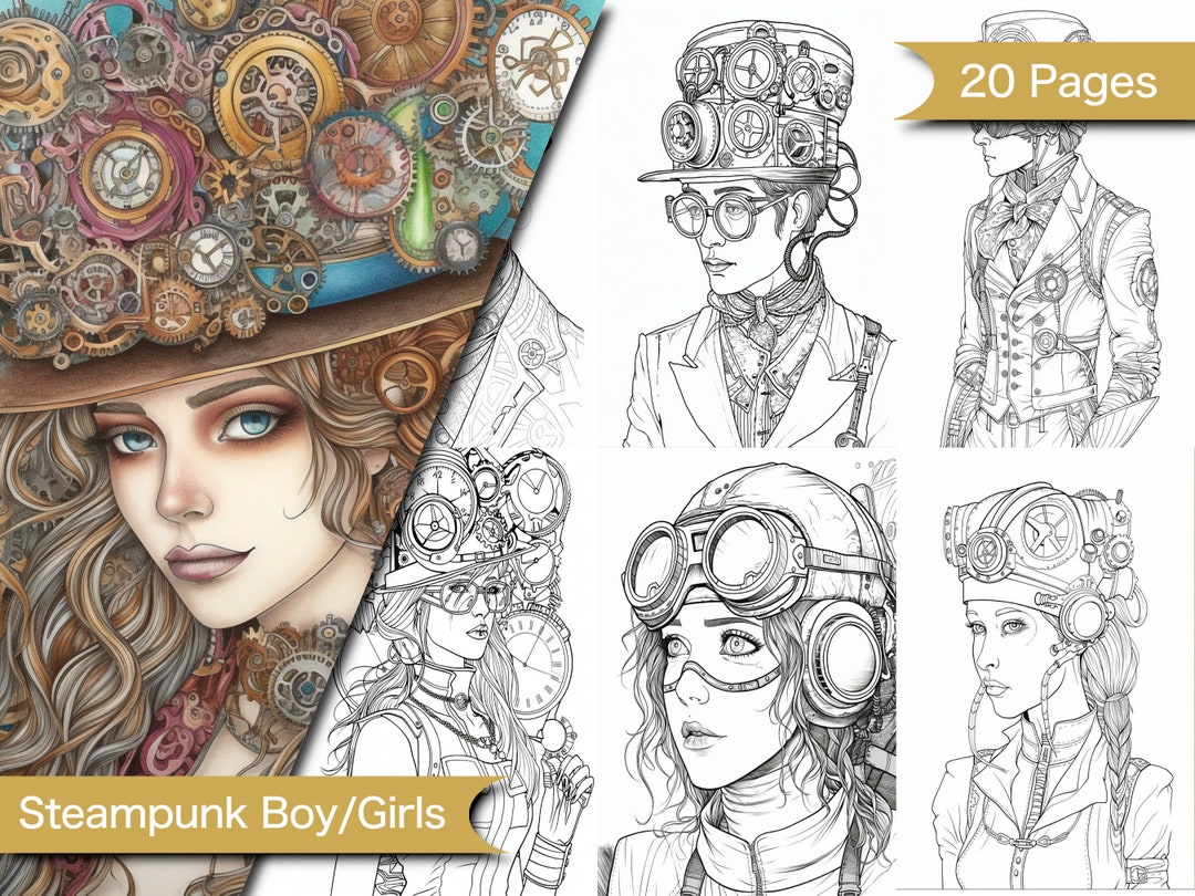 Printable Steampunk Coloring Pages for Adults Digital Downloads of