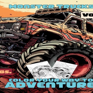 Monster Truck Coloring Book: 20 Pages of Fun (PDF Pattern)