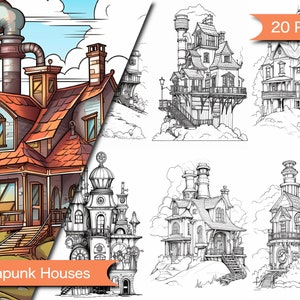 Steampunk House Coloring Book: Intricate Designs, Art Therapy
