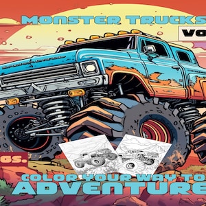 Monster Truck Coloring Book: 20 Pages of Fun (Digital Download)