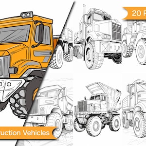 Construction Vehicle Coloring Construction Vehicle Coloring Page Digital Download Printable Construction Coloring Page Heavy Equipment Page