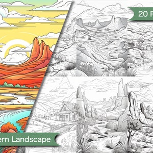 Western Coloring Page Printable Coloring Page Digital Coloring Page Cowboy Coloring Page Desert Coloring Page Wild West Coloring