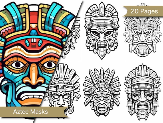 Aztec Face Mask Coloring Book Instant Download Printable Relaxing  Therapeutic Activity for Adults & Kids - Etsy