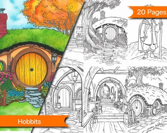 Printable Hobbit-Themed Coloring Pages, Instant Download, Fantasy Art, For Kids & Adults, Digital Coloring Book, 8.5x11 Print Sheets