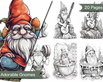 Gnome Coloring Pages Printable Coloring Pages Coloring Book Downloads  Gnome Coloring Book Fun Gnome Coloring Book Adult coloring Book