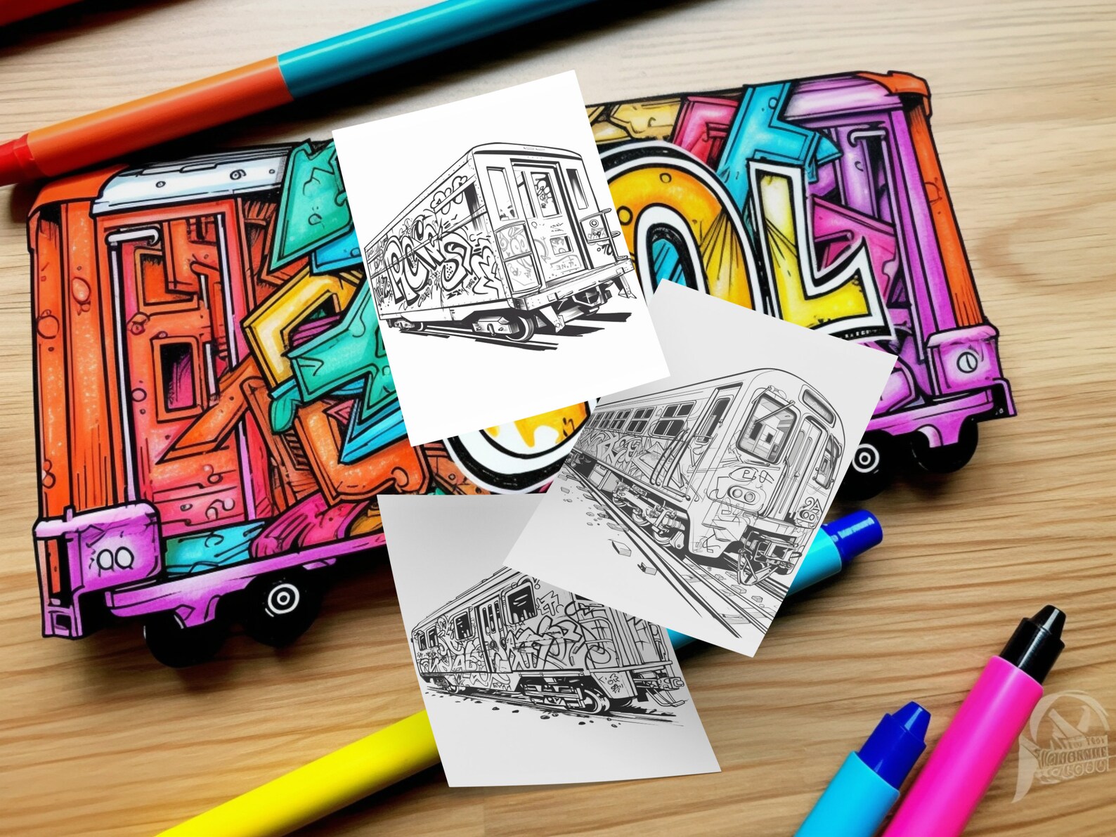 Graffiti Train Coloring Book Instant Download Unique Designs for All ...