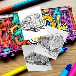 Graffiti Train Coloring Book Instant Download Unique Designs for All ...