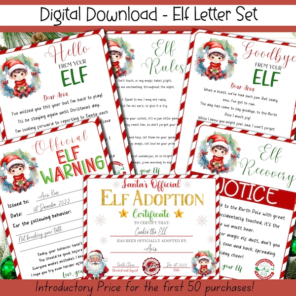 BEWERKBARE Elf brieven, Elf welkomstbrief, Elf afscheidsbrief, Elf regels, Elf waarschuwing, Elf adoptie, Elf afdrukbare, Elf accessoires