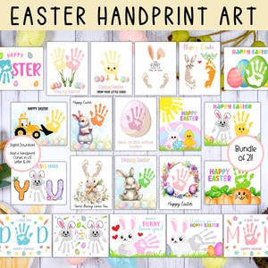 Easter Handprint Art Bundle, Easter Footprint Craft, Handprint Art, DIY Easter Craft, Easter Printable, Easter Kids Activity, Keepsake Art