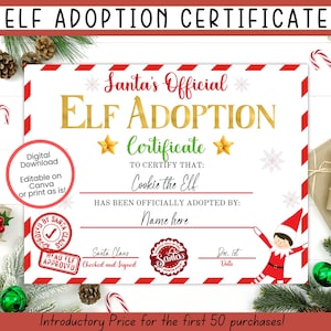 EDITABLE Elf Adoption Certificate, Letter from your Elf, Elf Arrival Letter,  Elf Certificate, Christmas Elf Kit, Elf Props Elf Letter