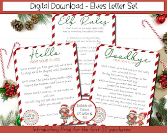EDITABLE Elf Letter,  Multiple Elves Letter Set, Elf Welcome Letter, Elf Arrival Letter, Elf Goodbye Letter, Elf Rules, Elf Accessories