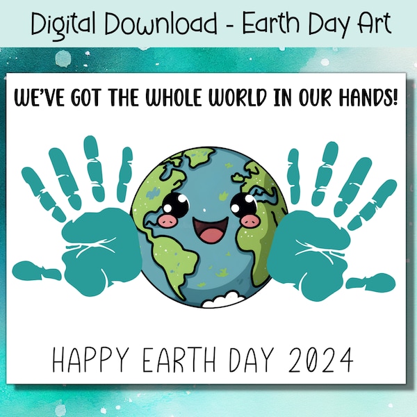 Earth Day Printable, Earth Day Handprint Art, Earth Day Art for Kids, Handprint Craft, Earth Day Activities, Craft For Kids Baby Toddler