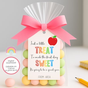 EDITABLE First Day Of School Gift Tag, Back To School Gift Tag, Teacher Thank You Gift Tags, First Day Of School Printable, Preschool