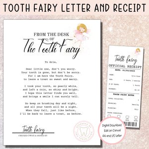 Carta del Hada de los Dientes EDITABLE, Recibo del Hada de los Dientes, Nota del Hada de los Dientes, Certificado del Primer Diente, Carta del Hada de los Dientes, Certificado del Hada