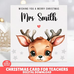 EDITIERBARE Lehrer Weihnachtskarte, personalisierte Weihnachtskarte für Lehrer, Weihnachtslehrerkarte, Weihnachtsgeschenk für Lehrer, Lehrerin Weihnachten