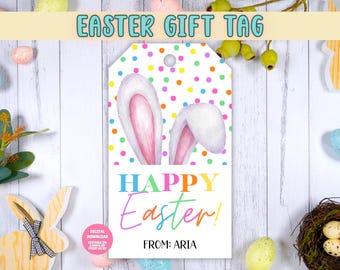 Etichette regalo di Pasqua arcobaleno, stampabili per Pasqua, cestino di Pasqua per bambini, etichetta stampabile per cestino di Pasqua, etichetta stampabile per sacchetto di dolcetti, etichetta per cestino per Pasqua