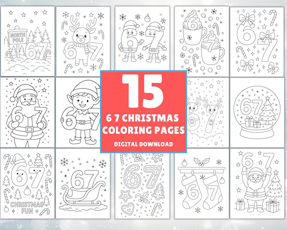 6 7 Christmas Coloring Pages, Six Seven Christmas Coloring Book,  6 7 Christmas Craft, 6 7 Christmas Activities, 6 7 Coloring In Page