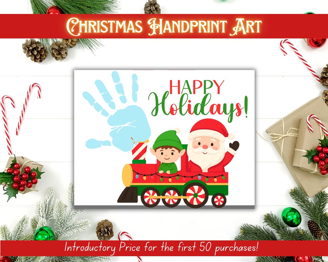 Santa Train Christmas Handprint Art, Christmas Craft, Christmas ...