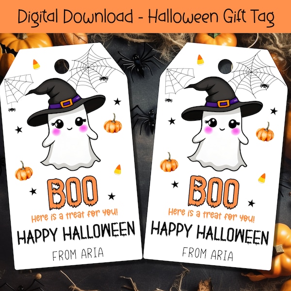 EDITABLE Halloween Gift Tag, Halloween Favor Tag, Trick or Treat Favor Tag, Halloween Treat Tags, Trick or Treat Bag Tag, Halloween Party