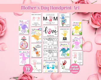 Mother's Day Printable Bundle, Mother's Day Handprint Art Mothers Day Gift, Mommy Handprint Art, Mothers Day Craft Activity, All about Mom