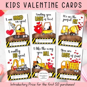 EDITABLE Printable Construction Valentine Cards, Classroom Valentines Day Cards, Kids Valentines, Valentine cards for kids classroom