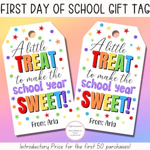EDITABLE First Day Of School Gift Tag, Back To School Gift Tag, Teacher Thank You Gift Tags, First Day Of School Printable, Preschool