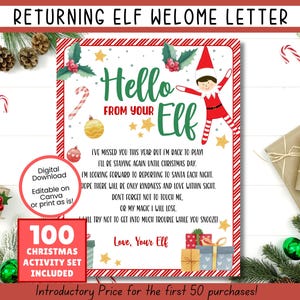 EDITABLE Elf Arrival Letter, Elf Welcome Letter, I'm Back Elf Letter, Elf Return Letter, Elf is Back Letter, Elf Letter Template, Elf Kit