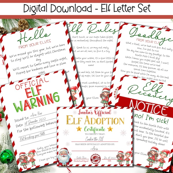 BEWERKBARE Elf brieven, Elf welkomstbrief, Elf afscheidsbrief, Elf regels, Elf waarschuwing, Elf adoptie, Elf afdrukbare, meerdere Elfen