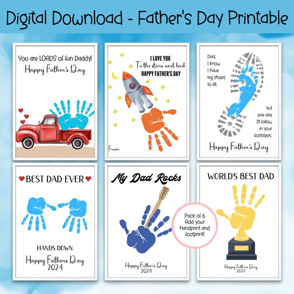 Father's Day Printable, Fathers Day Art Bundle, Fathers Day Gift, Fathers Day Handprint Art, Activity Page, Daddy Craft Activity