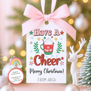 Etichetta regalo modificabile per apprezzamento dell&#39;insegnante di Natale, etichetta regalo Cup of Cheer, etichetta regalo di Natale per la scuola, etichette regalo di ringraziamento per l&#39;insegnante, regalo per l&#39;insegnante