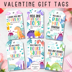 EDITIERBARE Dinosaurier Valentinstag Geschenkanhänger, druckbare Kinder Valentinstag Geschenkanhänger, druckbare Valentinstag Geschenkanhänger, druckbare Valentinstag Geschenkanhänger, Kindertagesstätten Geschenkanhänger