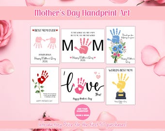 Mother's Day Printable Bundle, Mother's Day Handprint Art Mothers Day Gift, Mommy Handprint Art, Activity Page, Mothers Day Craft Activity