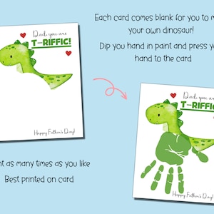 Father's Day Printable, Dinosaur Handprint Art, Fathers Day Gift ...