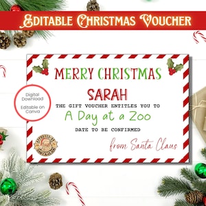 Christmas Gift Voucher Template, Last Minute Christmas Gift, Santa Gift Certificate, Editable Voucher, Santa Voucher,  Christmas Gift Coupon