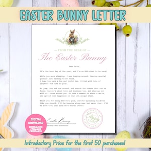 EDITABLE Letter From Easter Bunny, Pink Printable Easter Bunny Letter, Easter Printable, Official Letter from The Desk of the Easter Bunny
