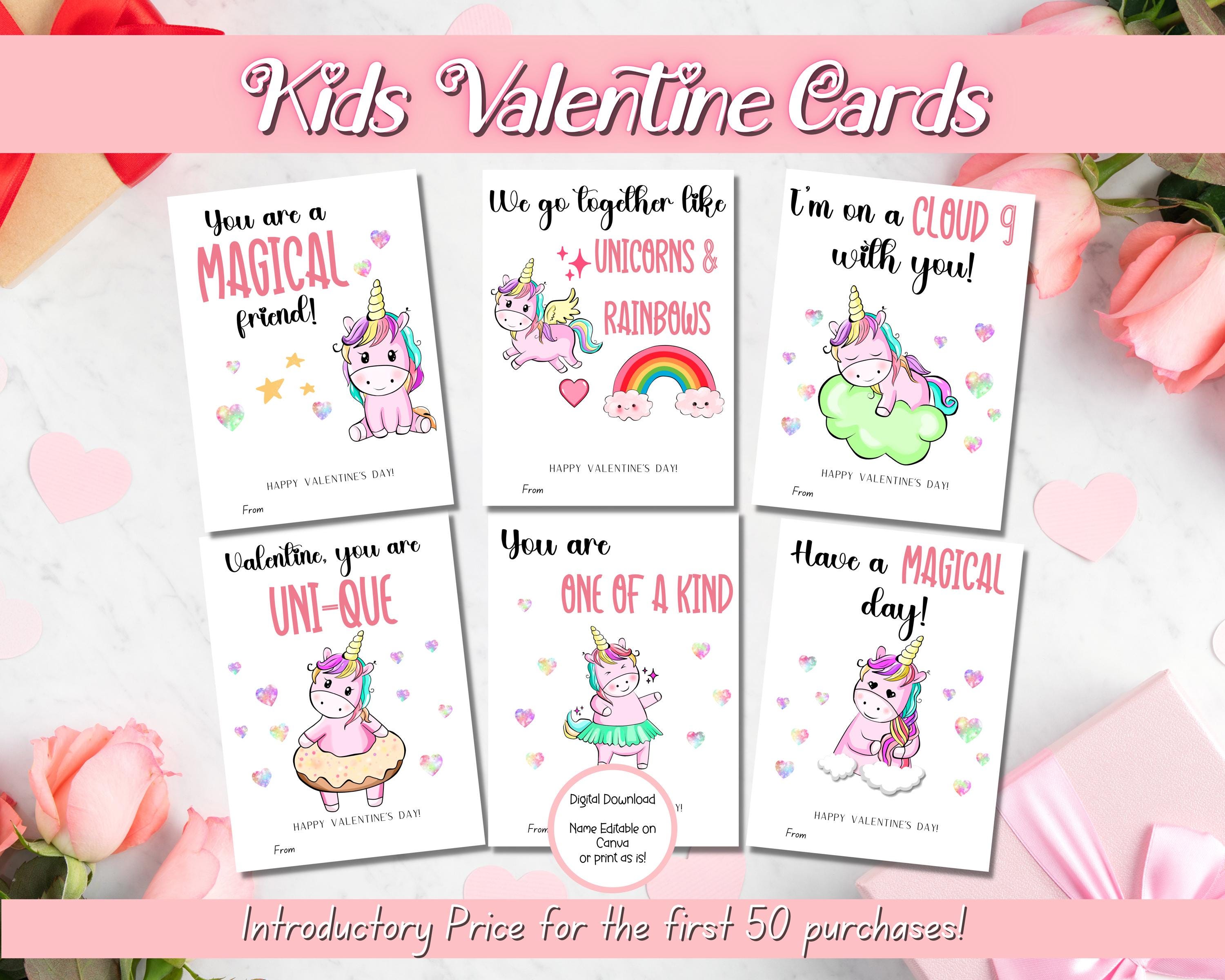 EDITABLE Unicorn Valentine Cards, Classroom Valentines Day Cards, Kids ...