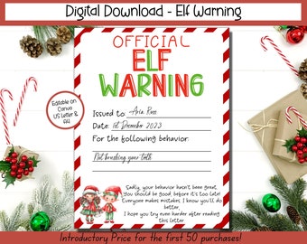 EDITABLE Elf Warning Letter, Multiple Elves, Elf Behaviour Letter, Elf Naughty Letter, Elf Report Warning Notice, Santa Warning Letter