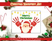 Santa Christmas Handprint Art, Christmas Craft, Christmas Activities, Winter Handprint Art, Kids Christmas Art,  Kids Handprint Art