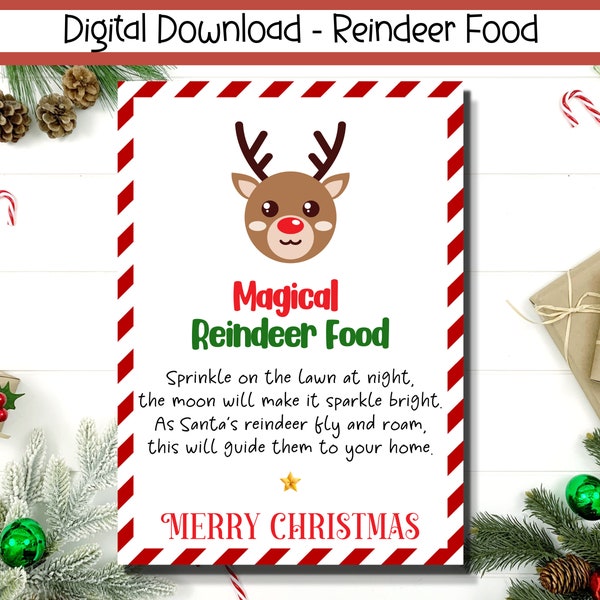 Magic Reindeer Food Tags, Reindeer Food, Printable Magic Reindeer Food Tags Christmas Reindeer Food, Magical Reindeer Food, Printable Tag