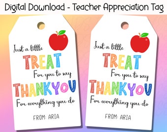 Teacher Appreciation Tag Printable Teacher Appreciation Tag - Etsy